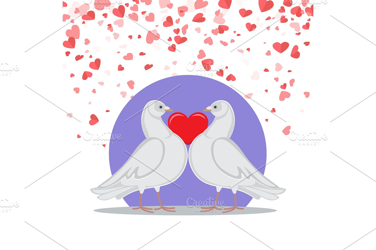 Valentine Greeting Card Doves Love in Illustrations - product preview 8