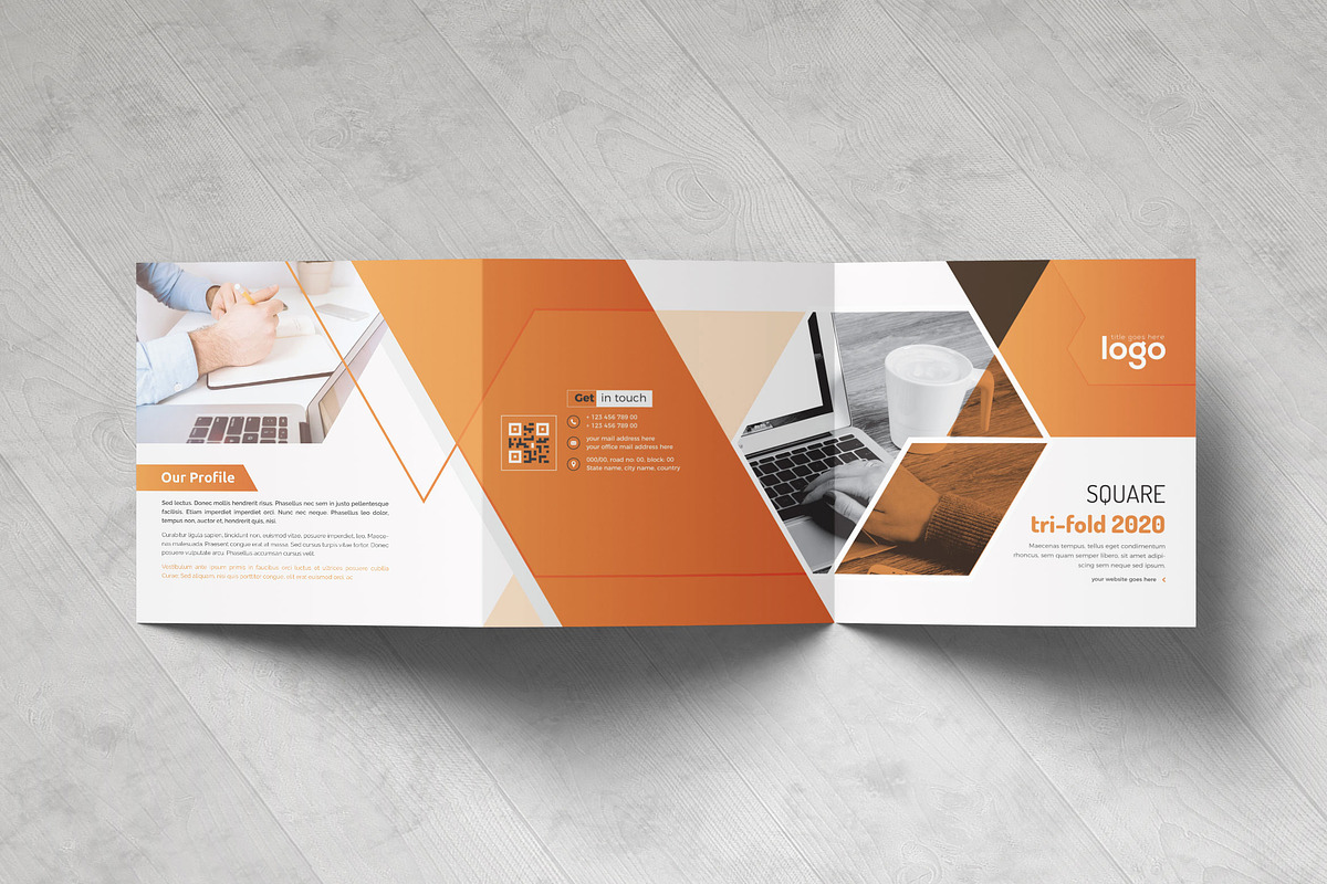 Yellow Square Trifold Brochure in Brochure Templates - product preview 8