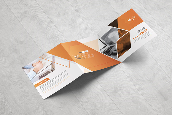 Yellow Square Trifold Brochure in Brochure Templates - product preview 2