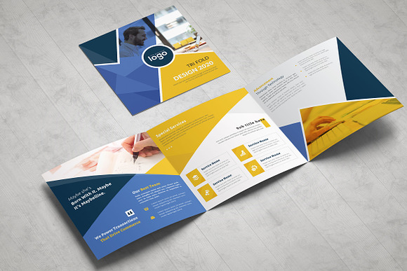 Square Tri fold Brochure in Brochure Templates - product preview 6