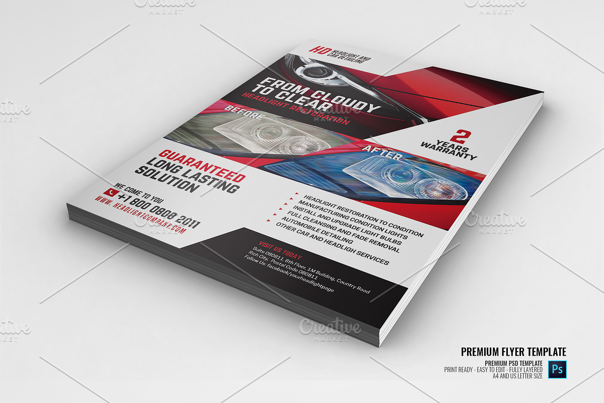 Headlight Restoration Services Flyer in Flyer Templates - product preview 8