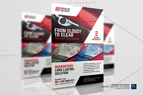 Headlight Restoration Services Flyer in Flyer Templates - product preview 1