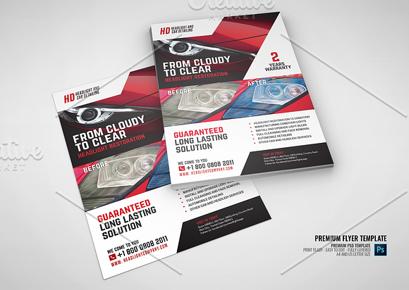 Headlight Restoration Services Flyer in Flyer Templates - product preview 2