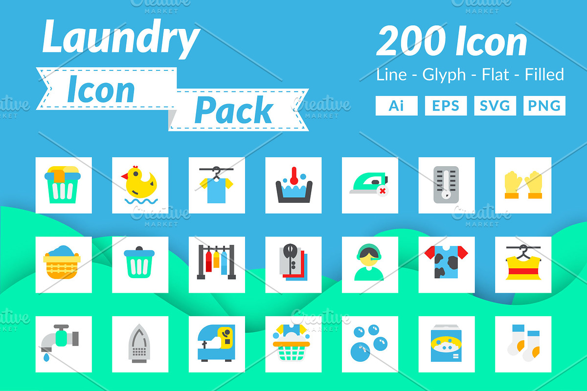 200 Laundry Icon Pack in Icons Packs - product preview 8