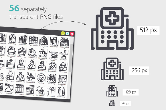 Hospital Line Icons Set in Simple Line Icons - product preview 2