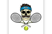 Skull with tennis racquets