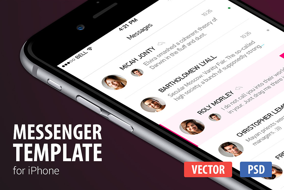 Messenger Template for iPhone in UI Kits and Libraries - product preview 8