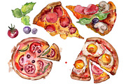 Pizza vegetable Watercolor png 