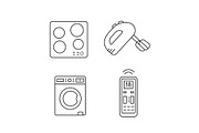 Household appliance linear icons set