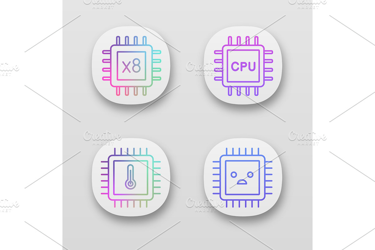 Processors app icons set in Icons - product preview 8