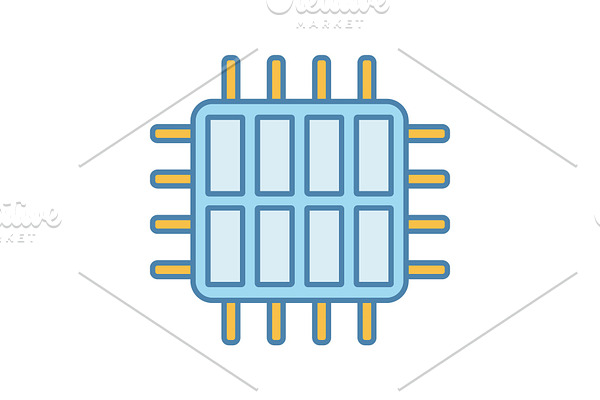 Octa core processor color icon