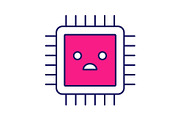 Sad processor color icon