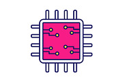 Processor with circuits color icon