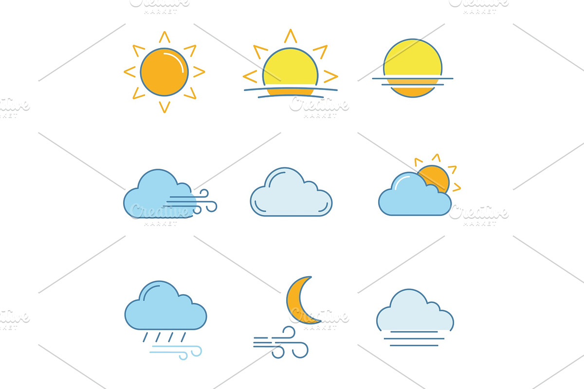 Weather forecast color icons set in Icons - product preview 8