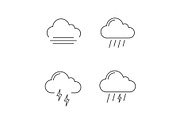 Weather forecast linear icons set