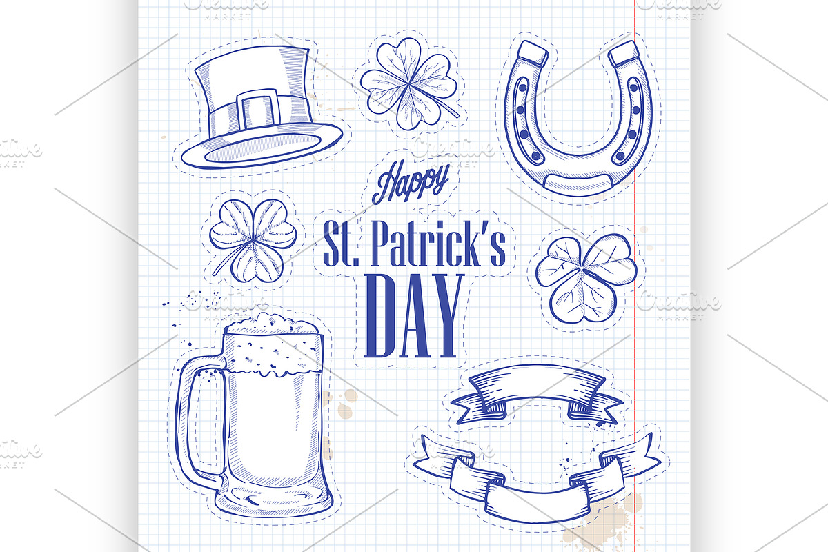 Stickers set for Saint Patricks Day in Illustrations - product preview 8