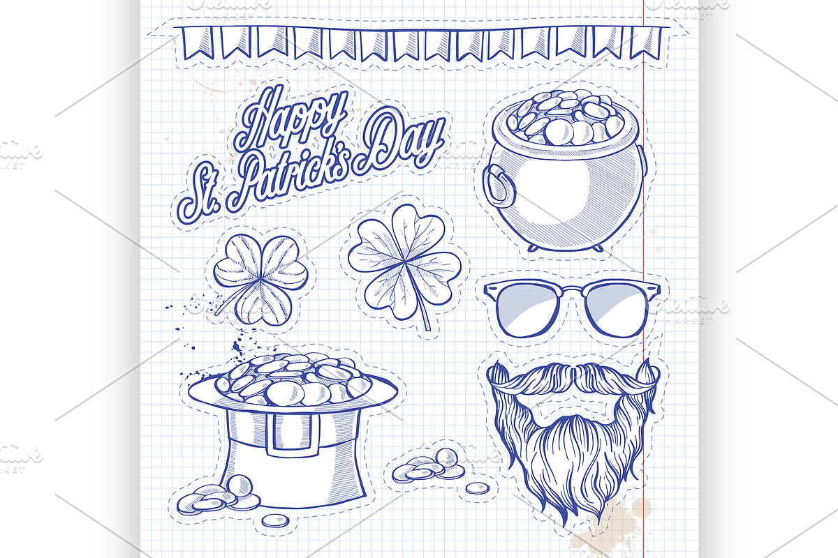 Stickers set for Saint Patricks Day  in Illustrations - product preview 8