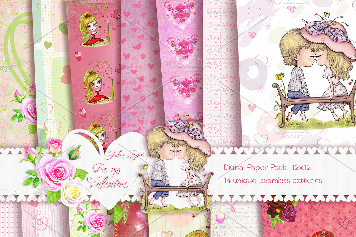 Be my Valentine. Digital Paper Pack in Patterns - product preview 8