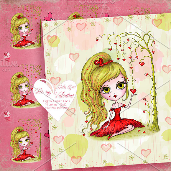 Be my Valentine. Digital Paper Pack in Patterns - product preview 2
