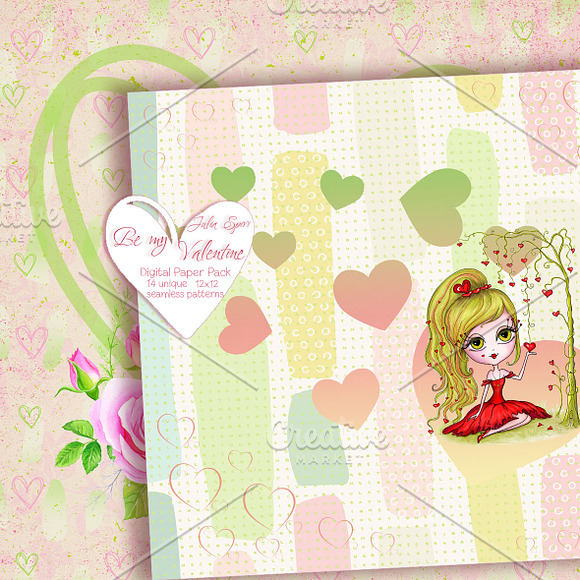 Be my Valentine. Digital Paper Pack in Patterns - product preview 5