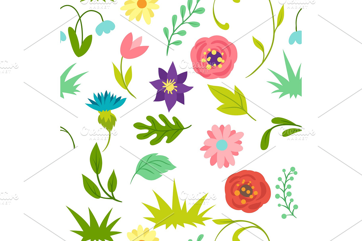 Seamless pattern with spring flowers in Patterns - product preview 8