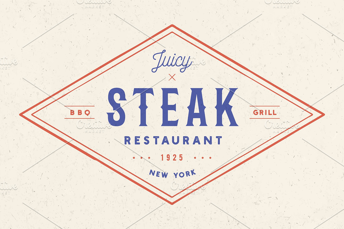 Steak, logo, meat label. Logo with in Illustrations - product preview 8