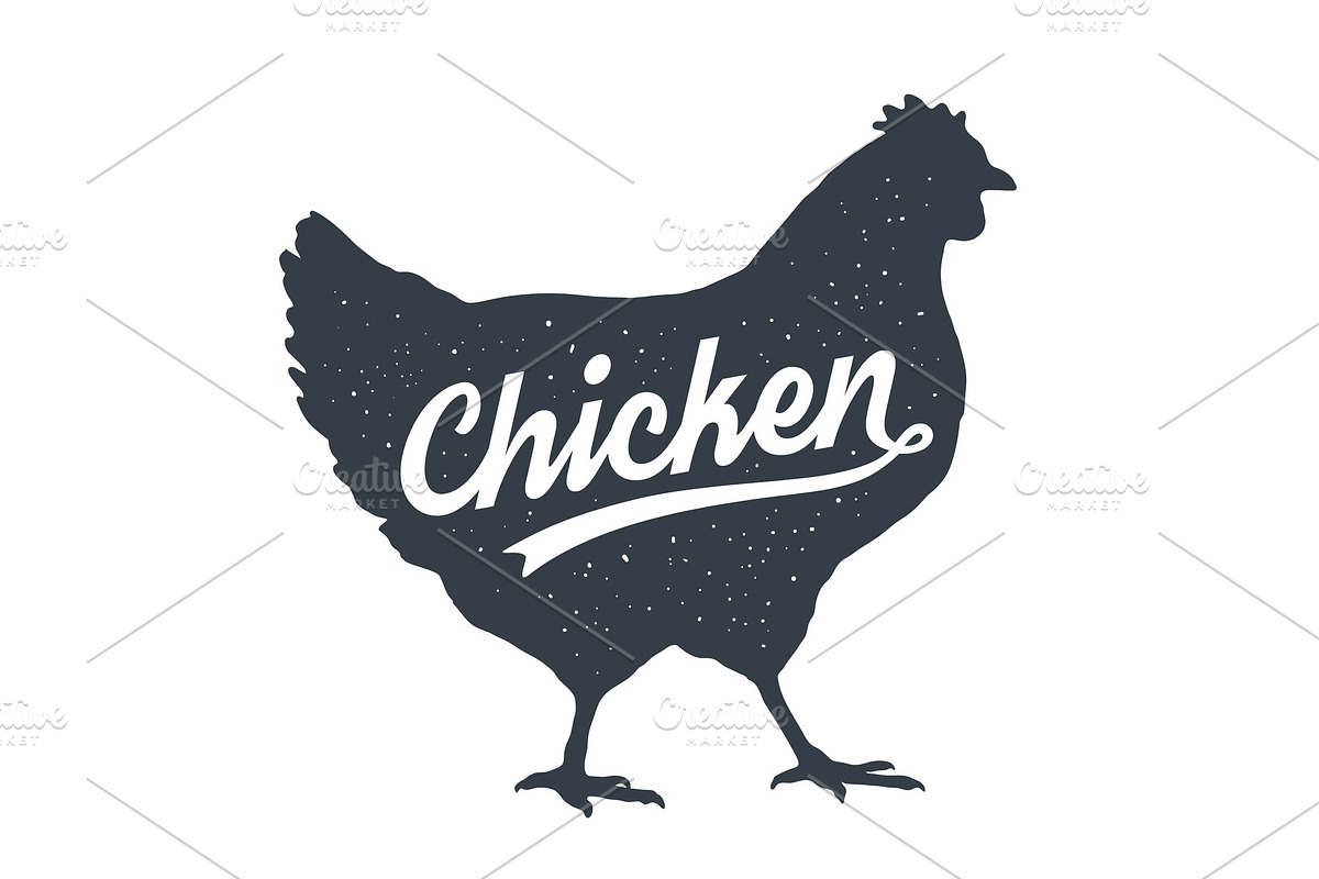 Chicken, hen, poultry. Lettering in Illustrations - product preview 8