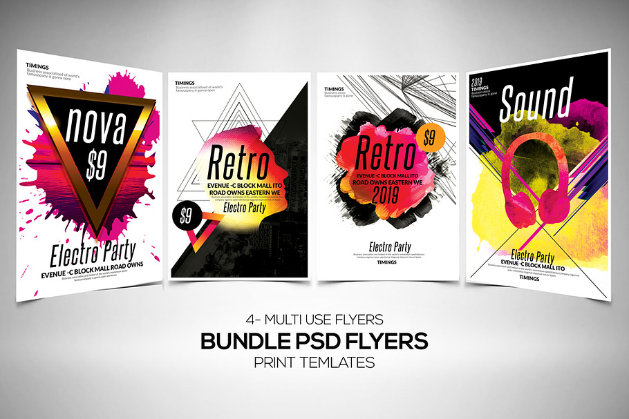 Multi Use Futuristic Flyers Bundle in Flyer Templates - product preview 8