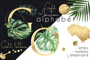 Gold Monstera - tropical alphabet