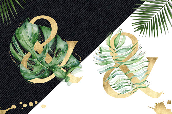 Gold Monstera - tropical alphabet in Objects - product preview 6