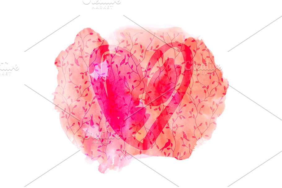 Watercolor handdrawn red heart in Graphics - product preview 8