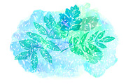 Watercolor background with leaves