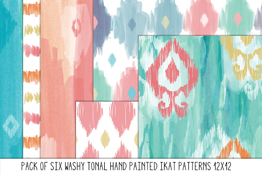 Hand Painted Tonal Ikat Patterns
