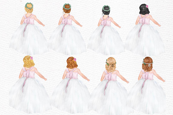 Flower girl clipart Wedding clipart in Illustrations - product preview 1