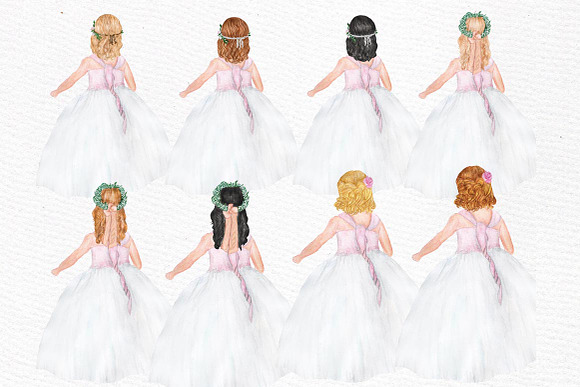Flower girl clipart Wedding clipart in Illustrations - product preview 3