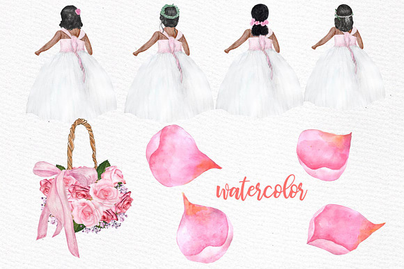 Flower girl clipart Wedding clipart in Illustrations - product preview 5