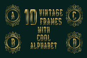10 vintage frames + cool alphabet