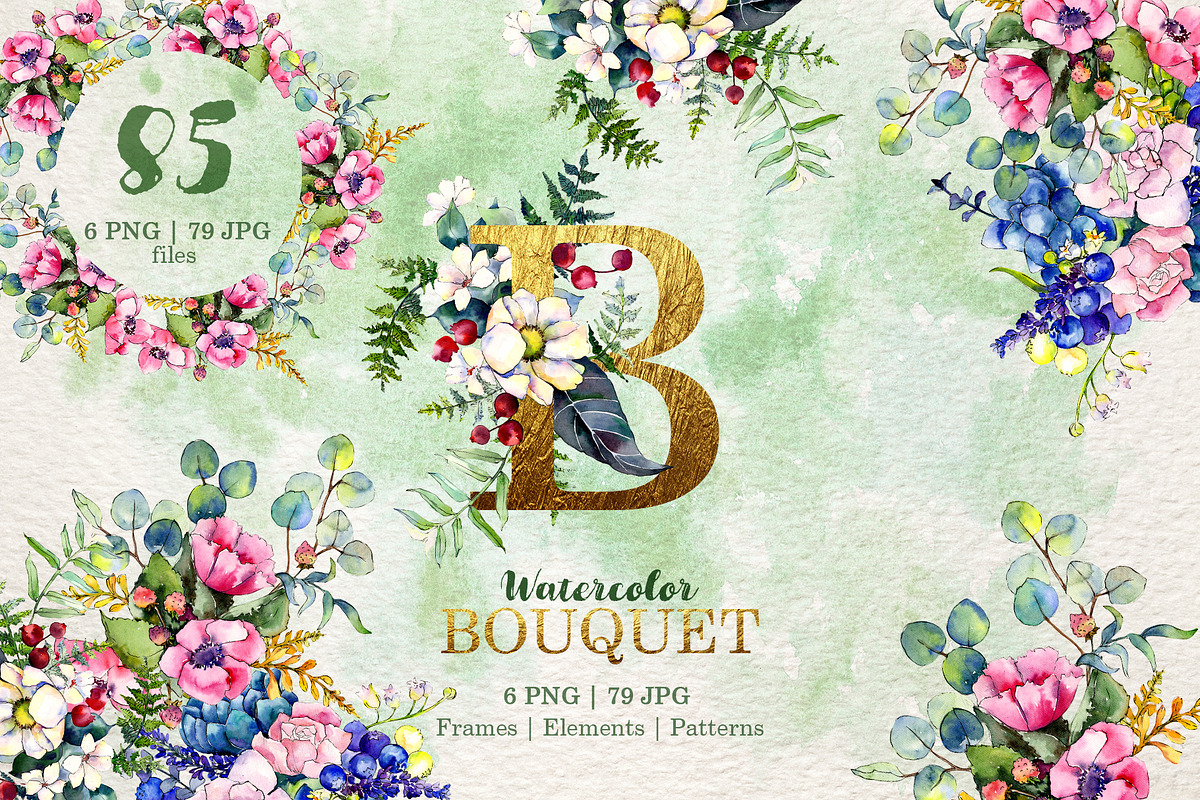 Gorgeous Flower Bouquets Watercolor  in Illustrations - product preview 8