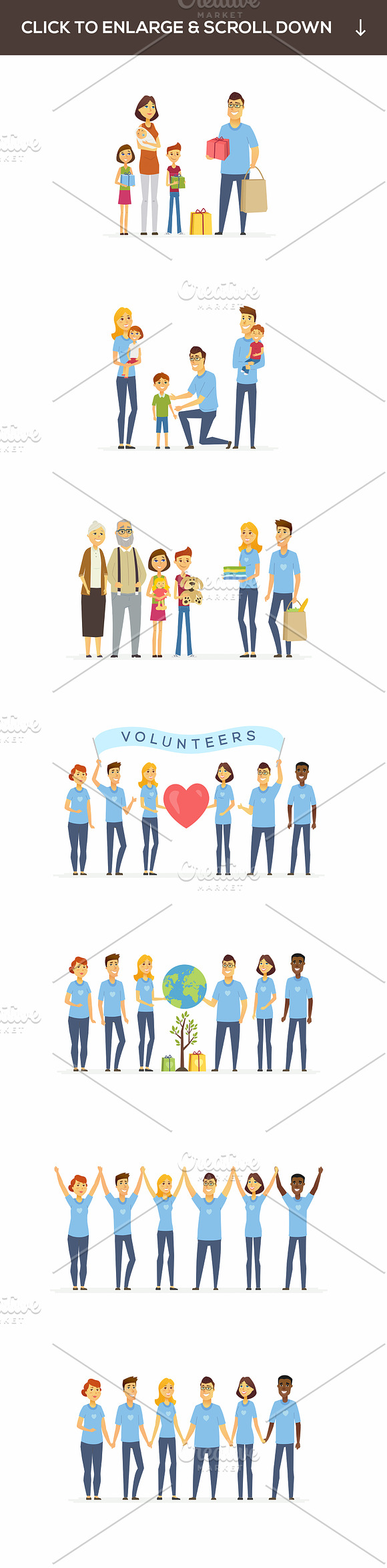 Volunteers - set of illustrations in Illustrations - product preview 1