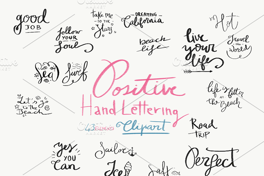 Positive Hand Lettering Clipart