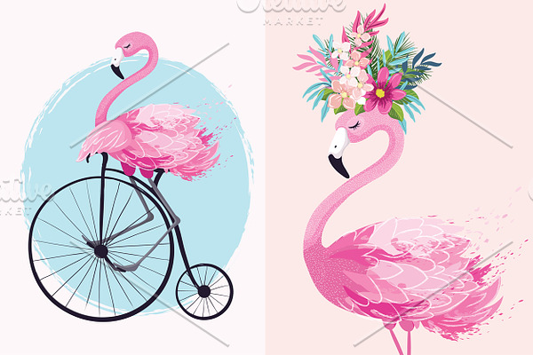 Cute flamingo print.Animal Pattern.
