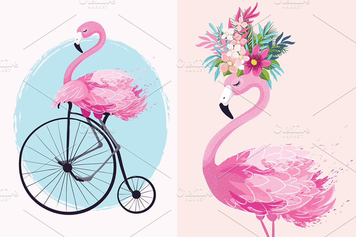 Cute flamingo print.Animal Pattern. in Illustrations - product preview 8