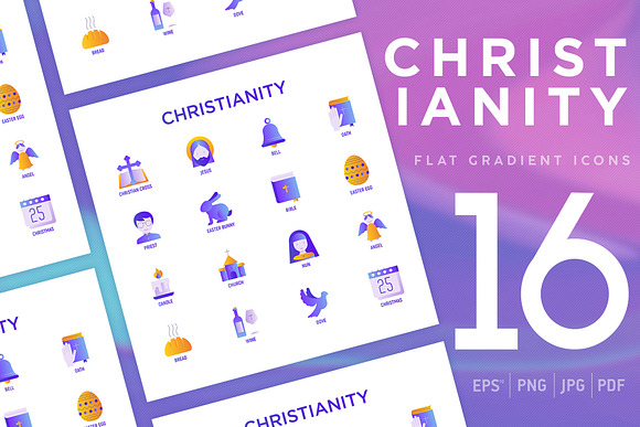 Christianity | 16 Flat Gradient Icon in Easter Icons - product preview 9
