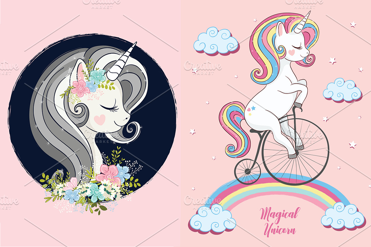 Unicorn illustration.Unicorn pattern in Illustrations - product preview 8