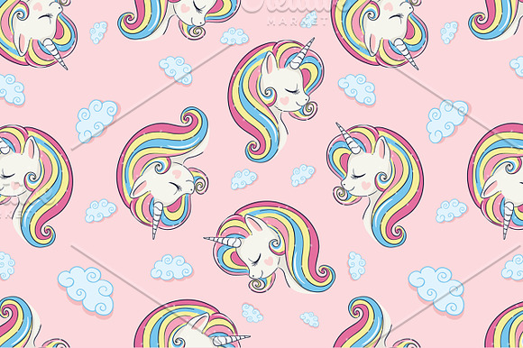 Unicorn illustration.Unicorn pattern in Illustrations - product preview 1