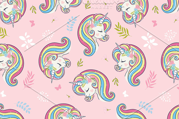 Unicorn illustration.Unicorn pattern in Illustrations - product preview 3