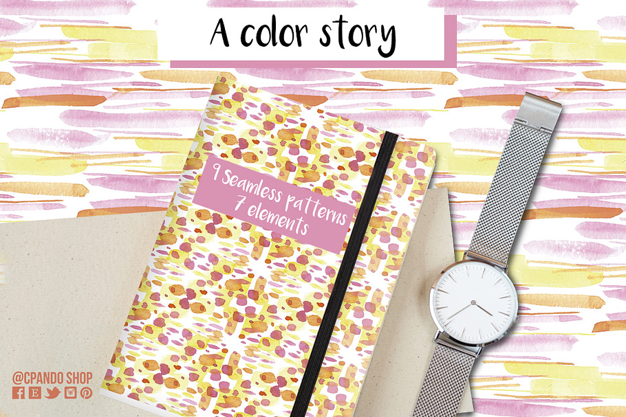 A color Story watercolor seamless in Patterns - product preview 8