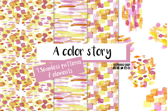 A color Story watercolor seamless in Patterns - product preview 1