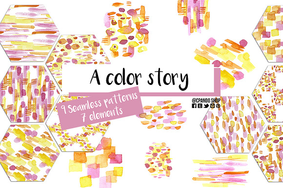 A color Story watercolor seamless in Patterns - product preview 2