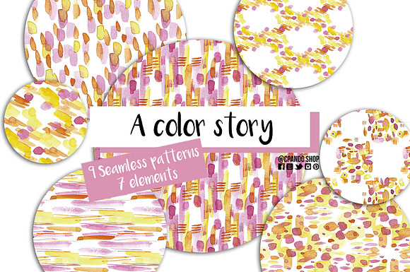 A color Story watercolor seamless in Patterns - product preview 3